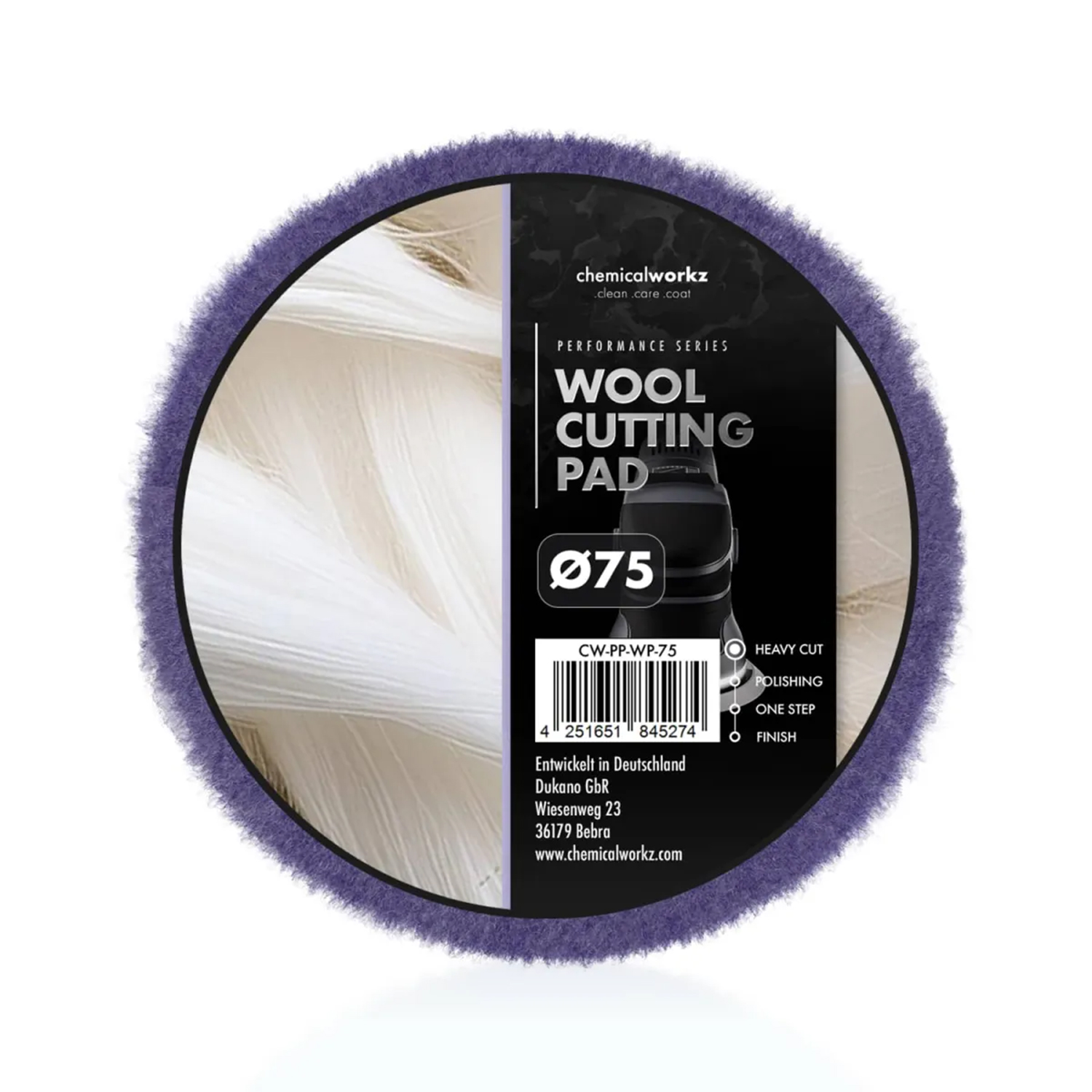 Полірувальний круг Wool Cutting Perfomance Pad Chemicalworkz 75 мм