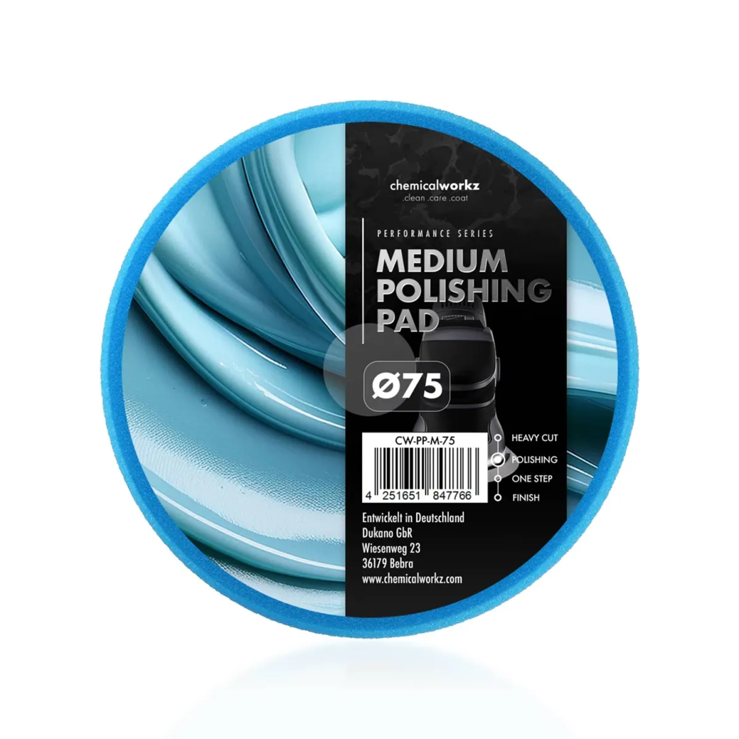 Полірувальний круг Medium Polishing Performance Pad Chemicalworkz 75 мм блакитний