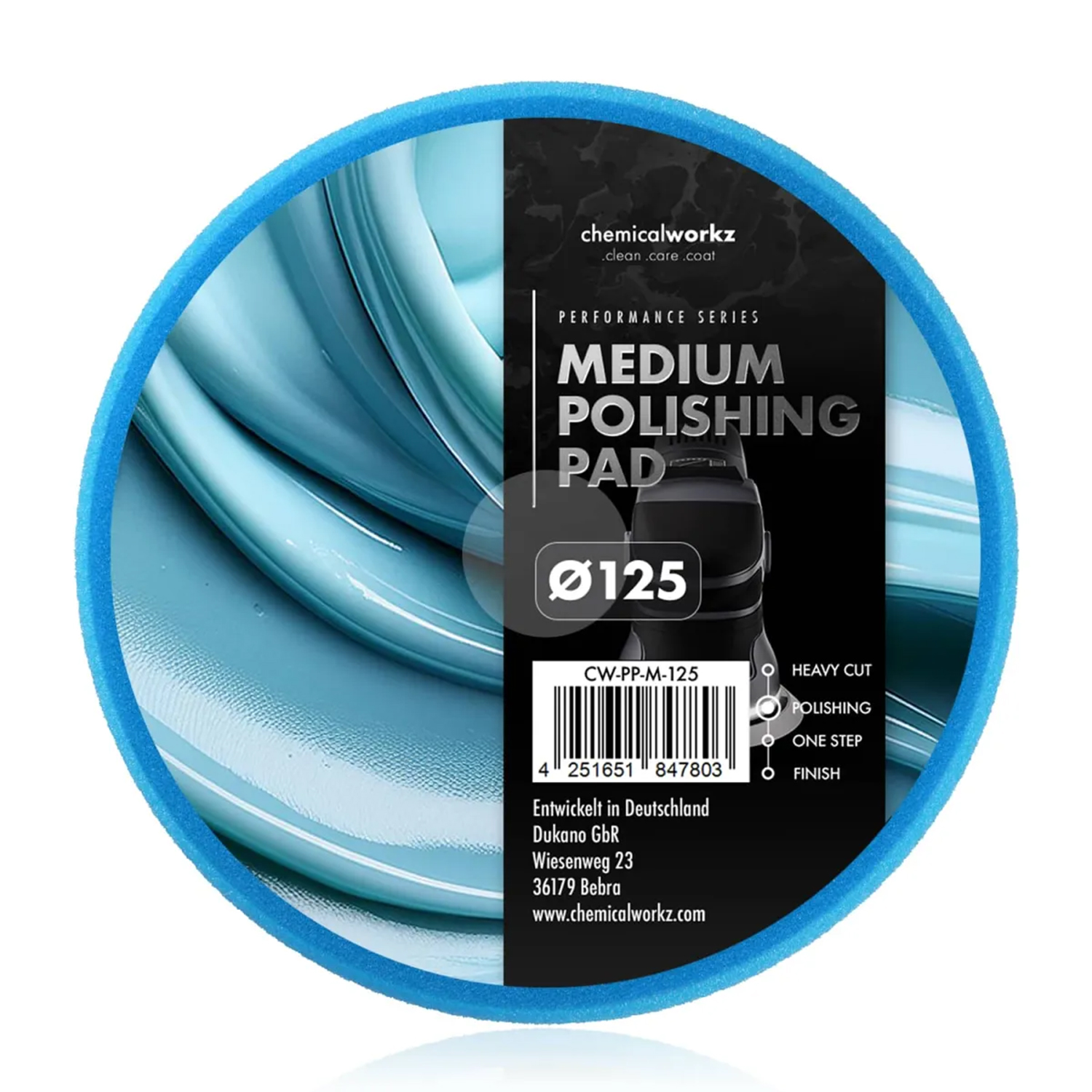Полірувальний круг Medium Polishing Performance Pad Chemicalworkz 125 мм блакитний