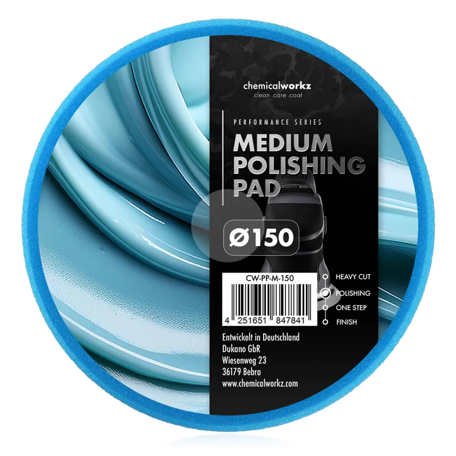 Полірувальний круг Medium Polishing Performance Pad Chemicalworkz 150 мм блакитний