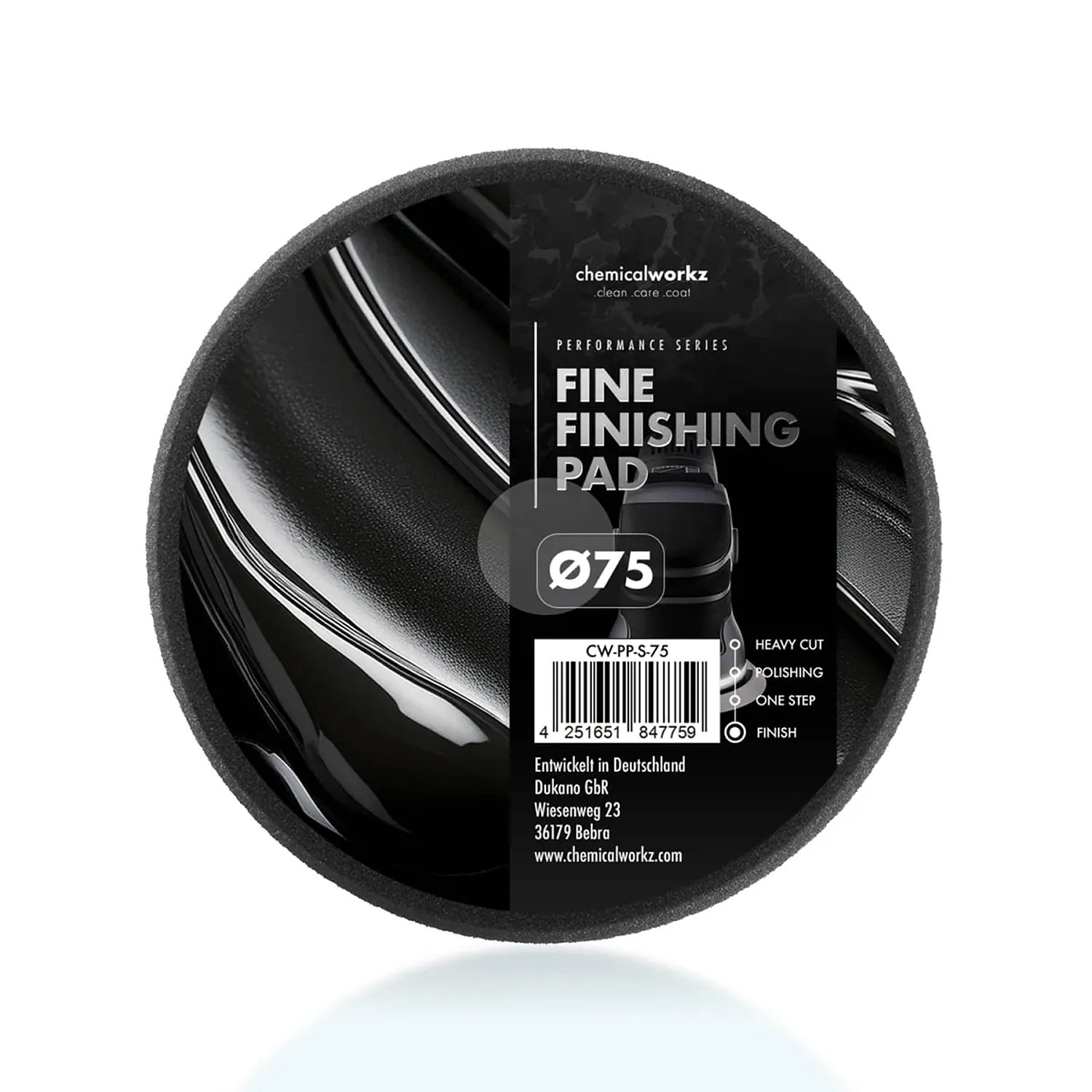 Полірувальний круг Fine Finishing Performance Pad Chemicalworkz 75 мм чорний