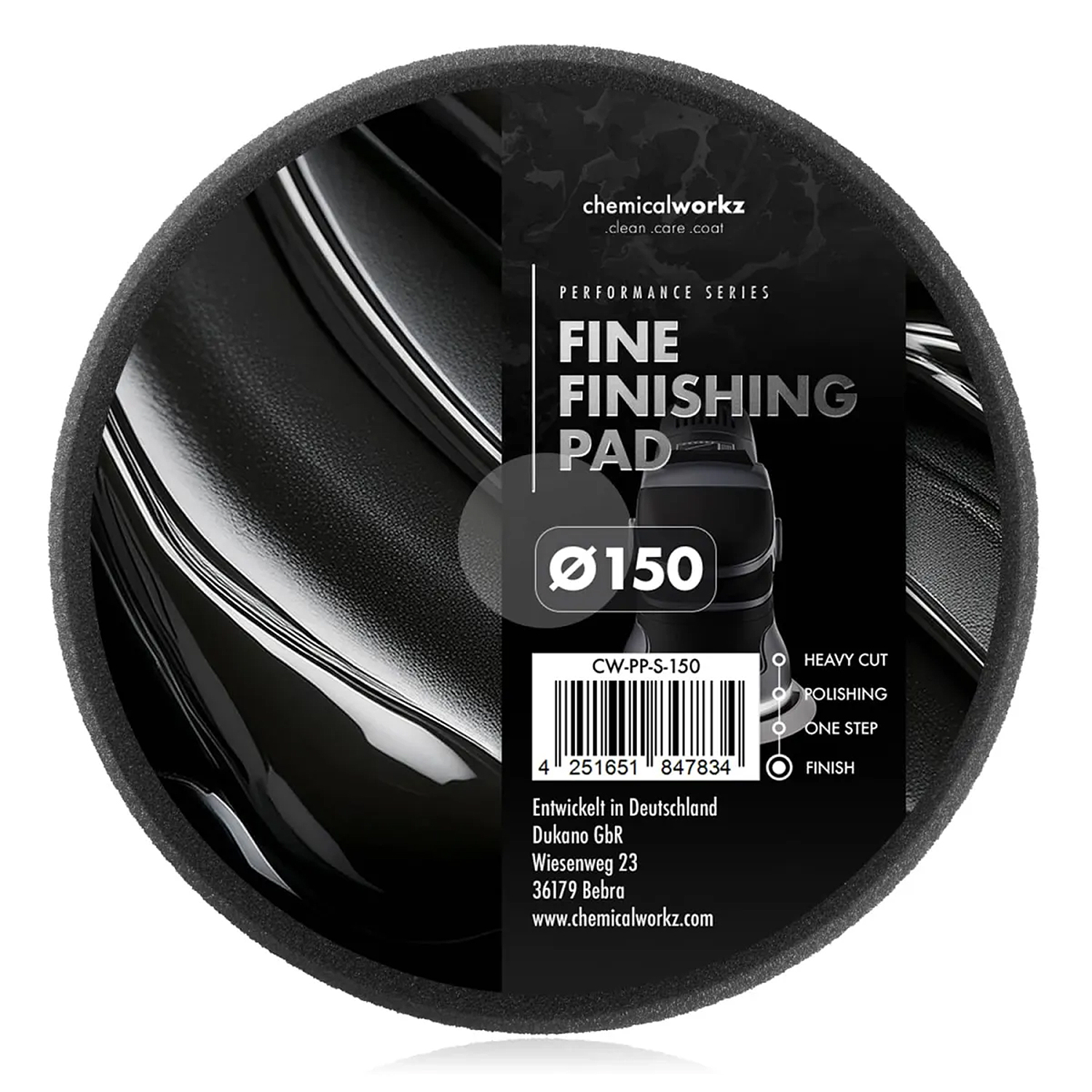 Полірувальний круг Fine Finishing Performance Pad Chemicalworkz 150 мм чорний